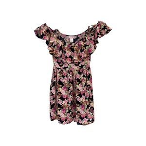 Band of Gypsies Floral Print Ruffle Off‎ Shoulder Mini Dress Women XS